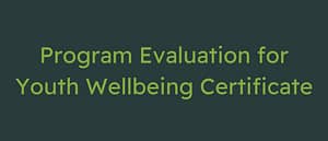 Program Evaluation for Youth Wellbeing Certificate.