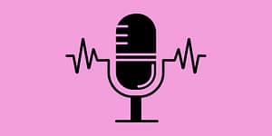 Microphone on a pink background.